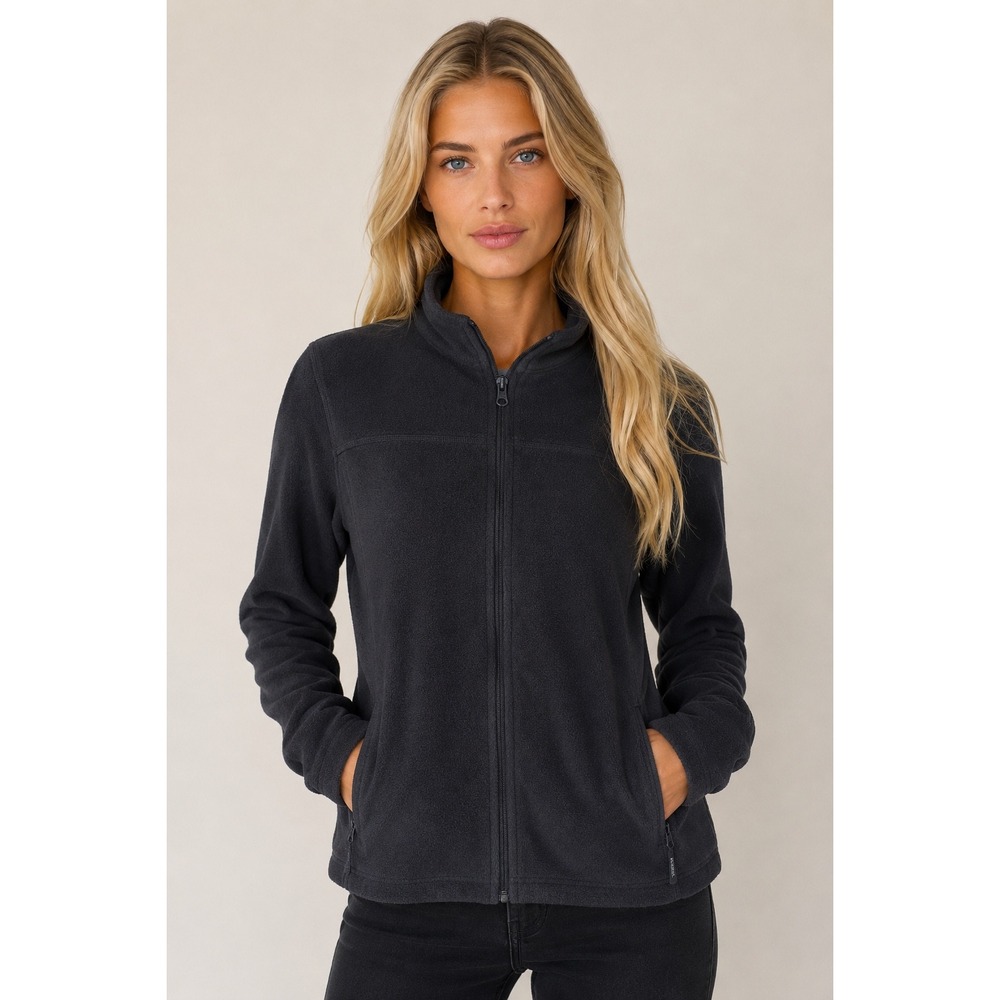 L.L. Bean Full-Zip Fleece Jacket L Dark Gray Granola Hiking Winter Autumn Cozy